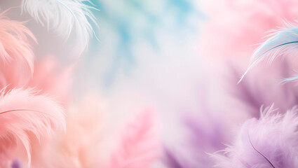 Pastel watercolor background with delicate feathers.