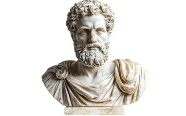 Obraz premium Classical marble bust of an ancient philosopher Isolated on transparent background