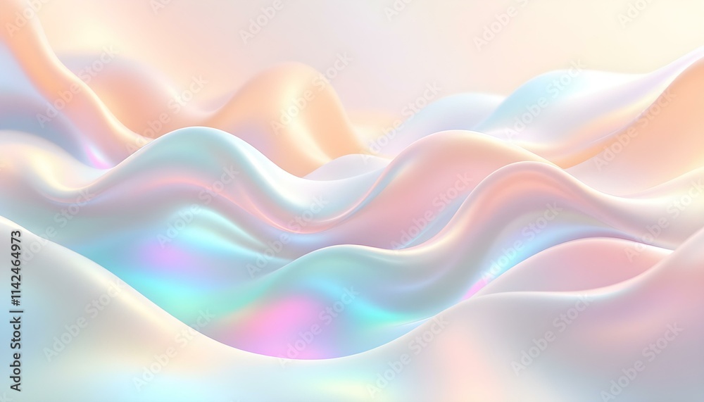 Aufkleber Abstract pastel colors 3d wave background. Abstract background in soft pastel colors. 3D render abstract light blue curve frosted glass pattern with a gradient color on a blue background