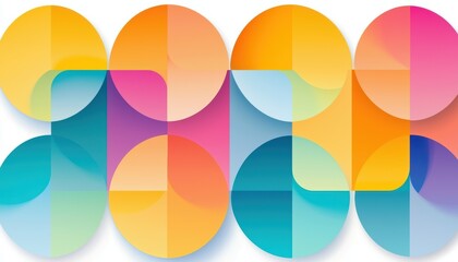 Obraz premium A vibrant, abstract design featuring overlapping circles in warm and cool colors, creating a modern and playful composition.