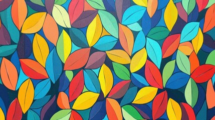 A playful geometric leaf pattern with bright colors, suitable for youthful and energetic designs