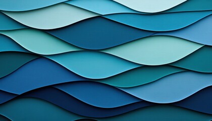 A textured design featuring layered waves in various shades of blue, creating a calming and visually appealing effect.
