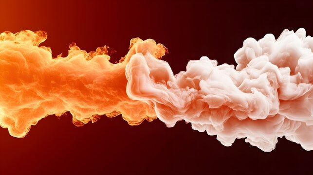 Abstract fiery explosion with smoke and light blending into a cloudy sky