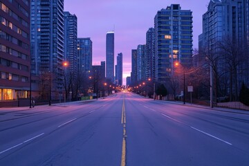 Naklejka premium Empty Road at Dusk Leading to the Horizon