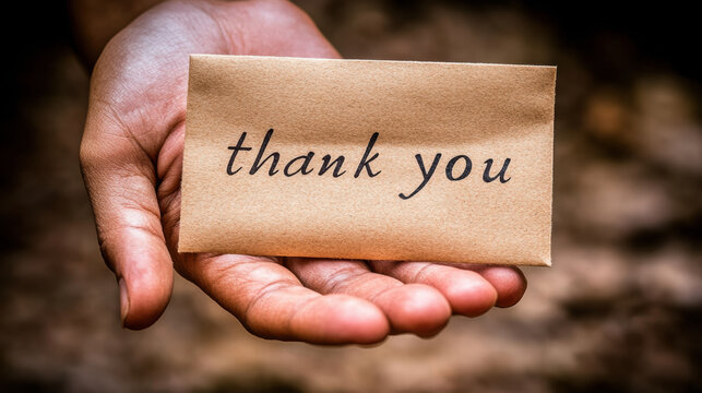 person holding handwritten thank you note in their hand, expressing gratitude