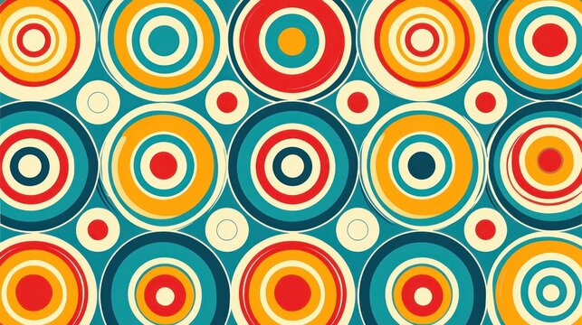 A playful simple geometric pattern with bright colors and basic shapes, suitable for fun designs