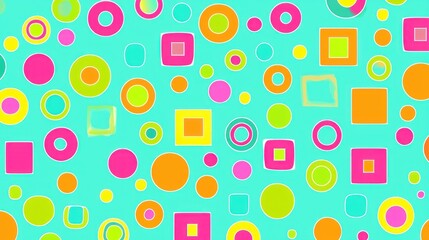 A playful simple geometric pattern with bright colors and basic shapes, suitable for fun designs