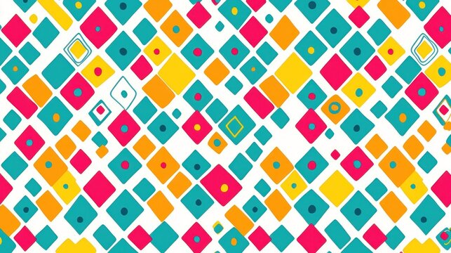 A playful simple geometric pattern with bright colors and basic shapes, suitable for fun designs