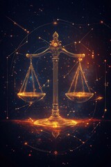 Libra or the Scales astrological sign with constellations around it