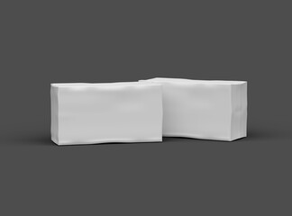 Rendered image of a white rectangular dented box on a dark background