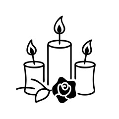 Three candles with a single rose