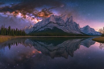 Majestic View of the Milky Way Over Mountain Landscape