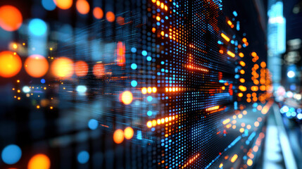 Obraz premium close up of sophisticated trading platform with vibrant data visualization, showcasing dynamic patterns and colors