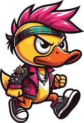 Rebellious Duck: A Cartoon Punk Duck Character Design 