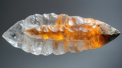 Naklejka premium Stunning Amber Quartz Crystal with Intricate Facets Reflecting Light, Showcasing the Unique Beauty and Geological Formation of Natural Minerals and Gemstones