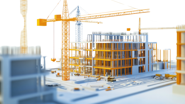 Construction Site: A miniature cityscape under construction with cranes and scaffolding, showcasing the intricate process of building a modern metropolis.  