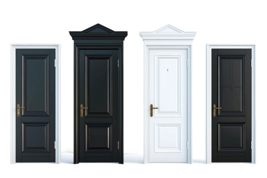 Various Home Panel Door Parts for Open and Close Isolated on Transparent Background