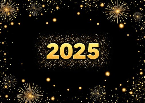 2025 New year eve background. fireworks banner, Happy New Year card template