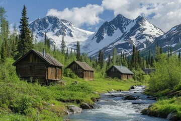 Serene Mountain Landscape with Water Source