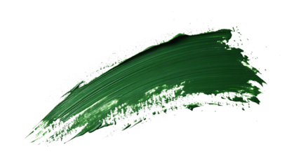 Brush stroke with green paint isolated on white & transparent a background.