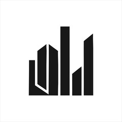 Set of Modern Accounting Logo Designs with Bar Graphs, Skyscrapers, and Upward Trends