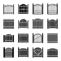 Decorative wrought fences and gates vector set