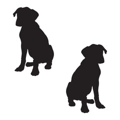 Boxer dog Silhouette, Boxer dog Vector Silhouette,  dog cartoon Silhouette, Boxer dog illustration, dog icon Silhouette, Boxer dog Silhouette illustration