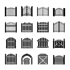 Decorative wrought fences and gates vector set