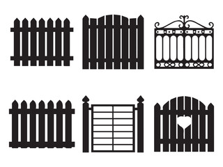 Decorative wrought fences and gates vector set
