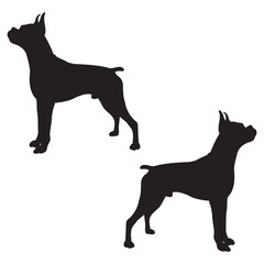 Boxer dog Silhouette, Boxer dog Vector Silhouette, Boxer dog cartoon Silhouette, Boxer dog illustration, dog icon Silhouette, Boxer dog Silhouette illustration