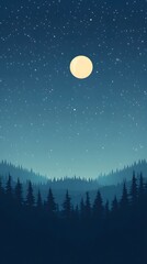 Fototapeta premium Serene Night Sky Over Silhouetted Pine Forest