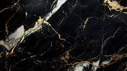 Elegant black marble with golden veins texture design. Generative AI