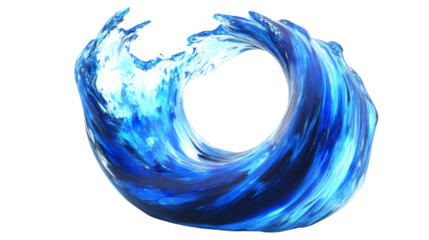 Abstract blue wave, transparent background
