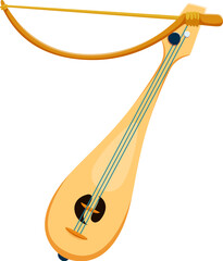 Kemenche musical instrument font 7 digit symbol. Musician ancient string musical instrument English ABC isolated vector numeral symbol, ethic music festival acoustic equipment typeset seven digit