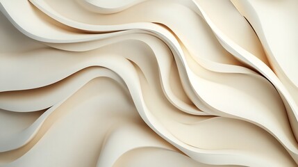 Obraz premium Soft Neutral Tones Minimalist 3D Fabric Texture Background with Flowing Wave Pattern