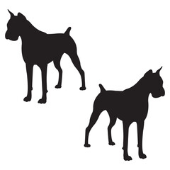 Boxer dog Silhouette, Boxer dog Vector Silhouette, Boxer dog cartoon Silhouette, Boxer dog illustration, dog icon Silhouette, Boxer dog Silhouette illustration