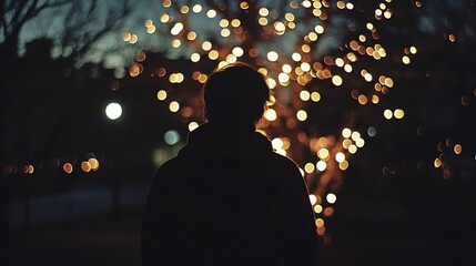 Romantic Silhouette Illustration of a Couple Under the Moonlight Sky