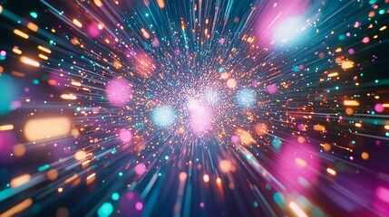 Bright Christmas Night with Fireworks and Stars Celebration Vector Illustration