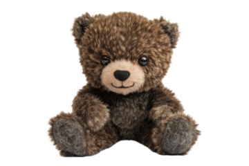 teddy bear with tartan bow on transparent background