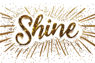 Elegant Golden Shine Script Isolated on Transparent Background