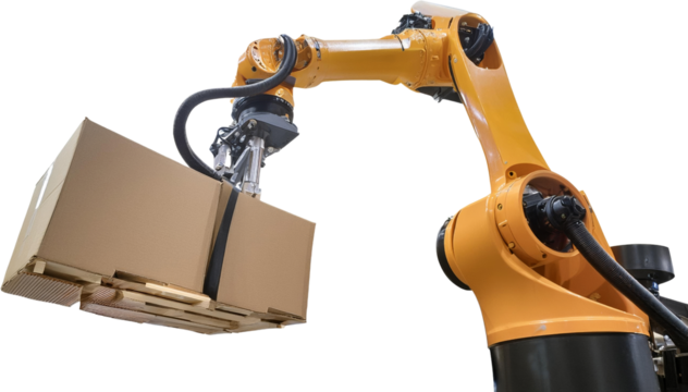 Robotic Arm Lifting Cardboard Box Automation Warehouse Industry 4 0