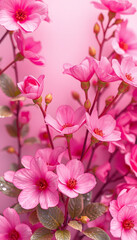 pink floral background, realistic. isolated with white highlights