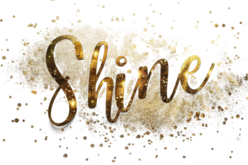 Stylish Golden Script of Shine Isolated on Transparent Background