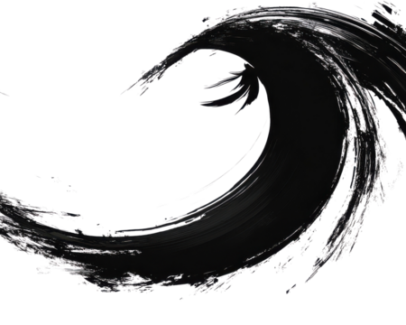 Dynamic black wave design on a transparent background for artistic projects.