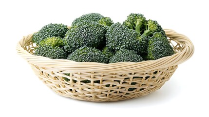 Close-up image of fresh broccoli floret featuring vivid green color and tight clusters, isolated on a clean white background, crisp details and sharp edges 