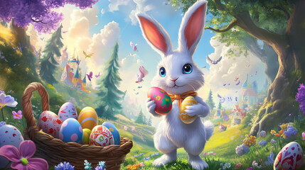easter bunny with easter eggs