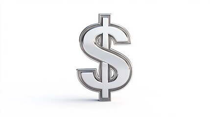 Fototapeta premium Metallic Dollar Symbol 3D Isolated on White Background