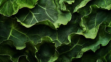 Close-up image of kale leaves with deep green hue and textured, ruffled edges, isolated on a white background, crisp definition and natural patterns 