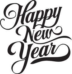 Fototapeta premium happy new year lettering poster,banner,vector concept 0n white background 