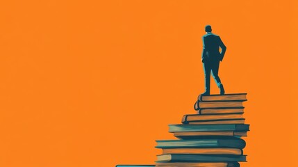 Climbing Steps of Books in a Warm Classroom